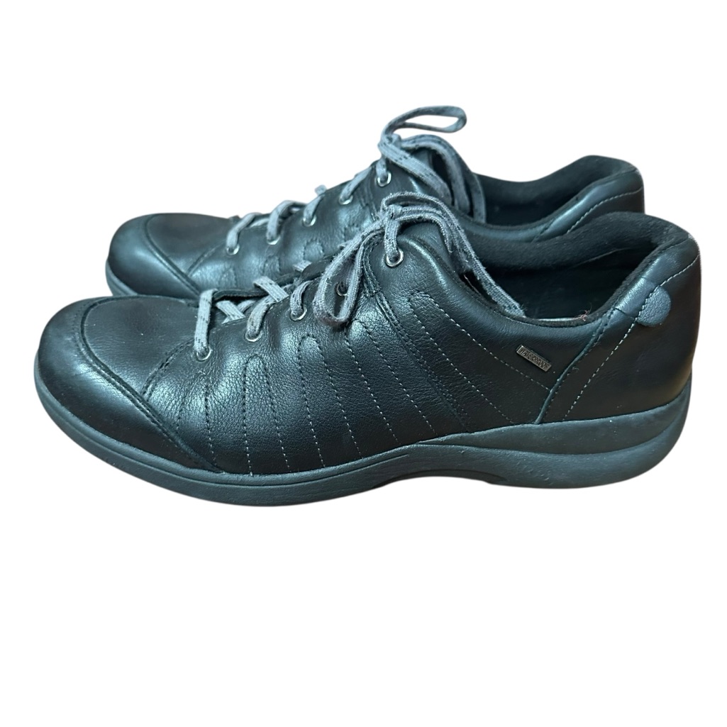 Aravon Black Leather Walking Shoes Lace Up Waterproof Flat Sz 9 Revsavor Ch3630